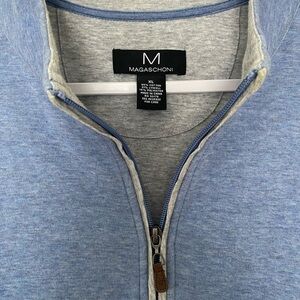 Magaschoni Men's Light Blue Zip-Up Sweater